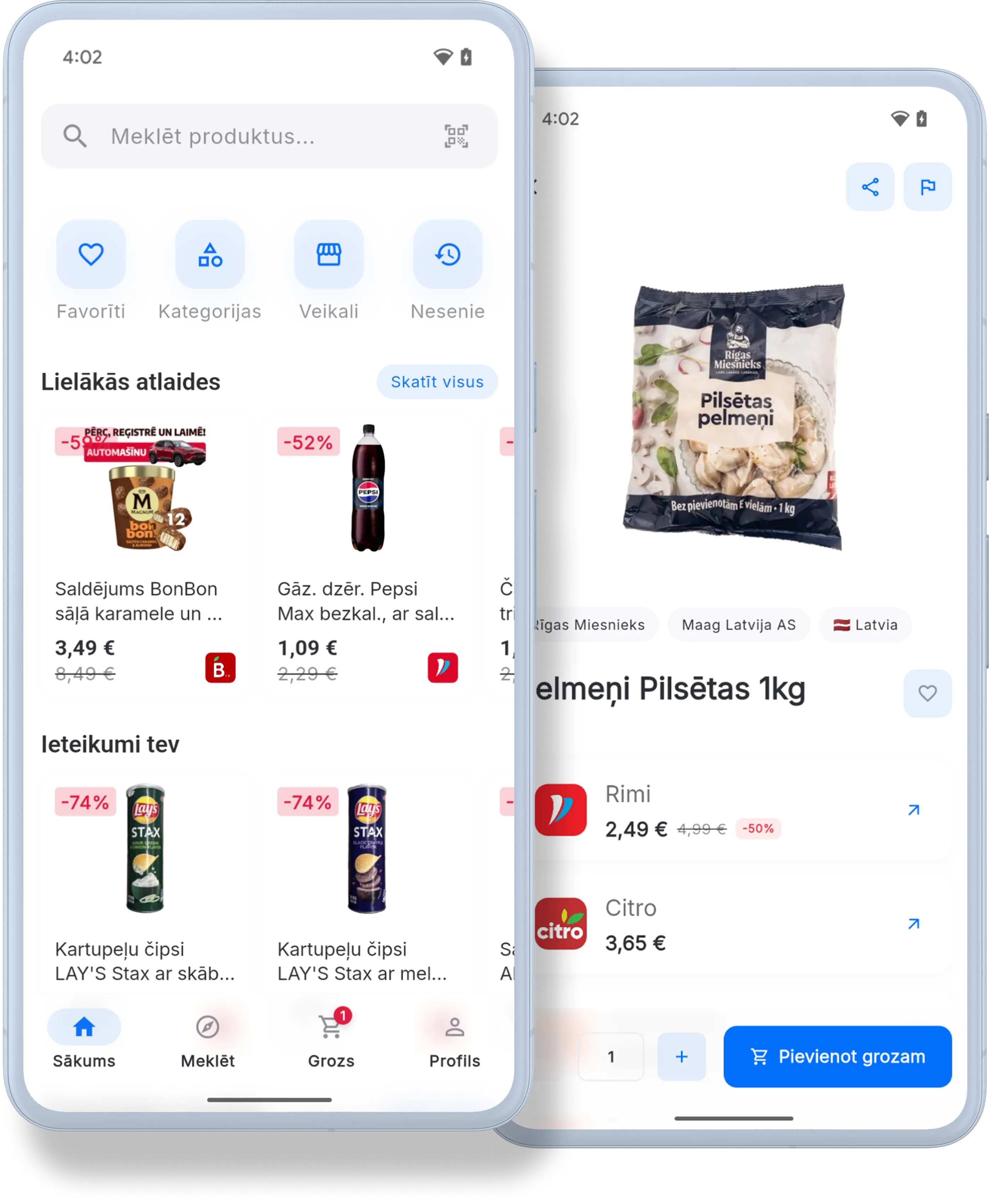 Lēta Pārtika mobilā lietotne