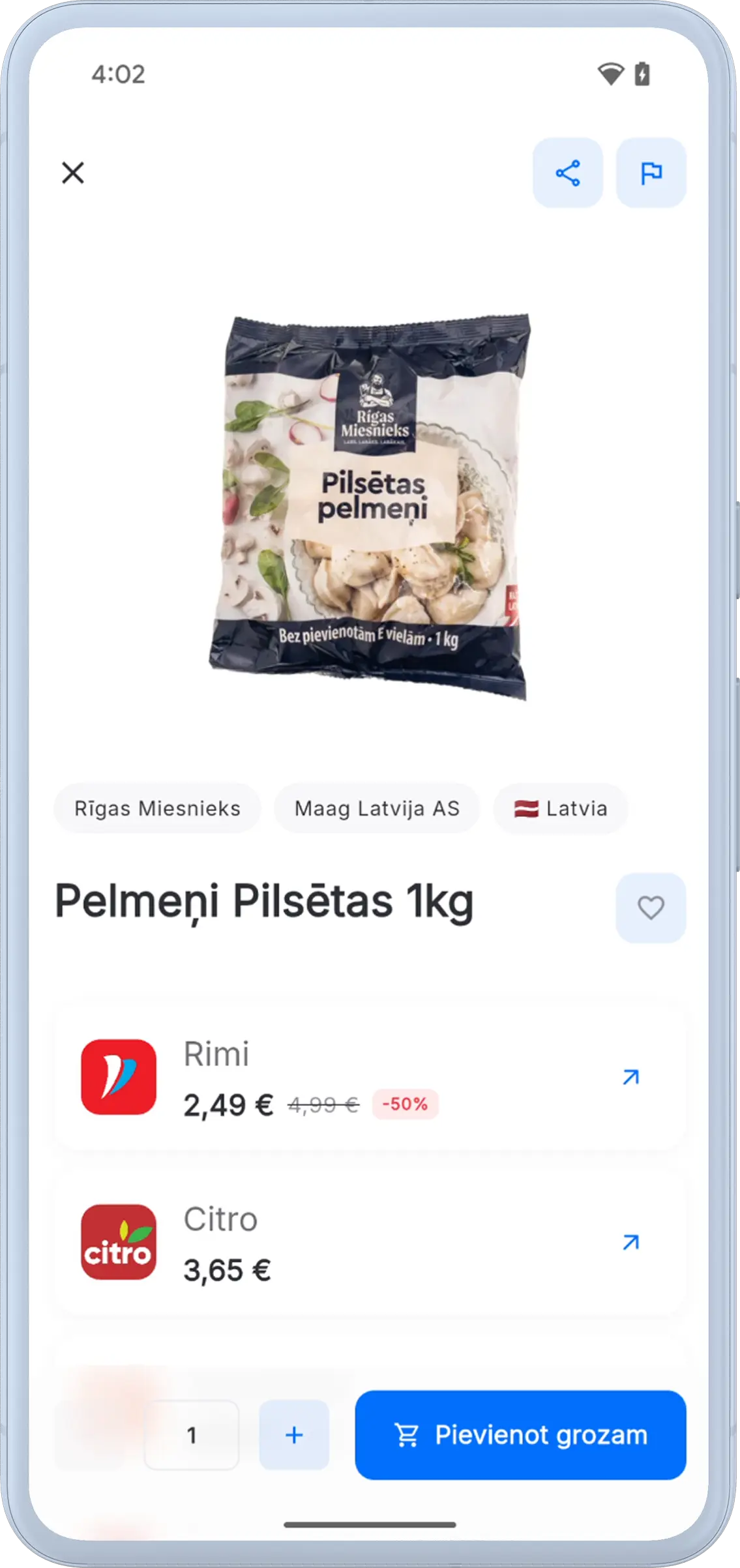 Lēta Pārtika mobilā lietotne
